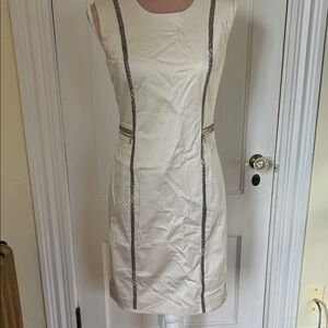 New Calvin Klein Cream Dress with gold toned zipper